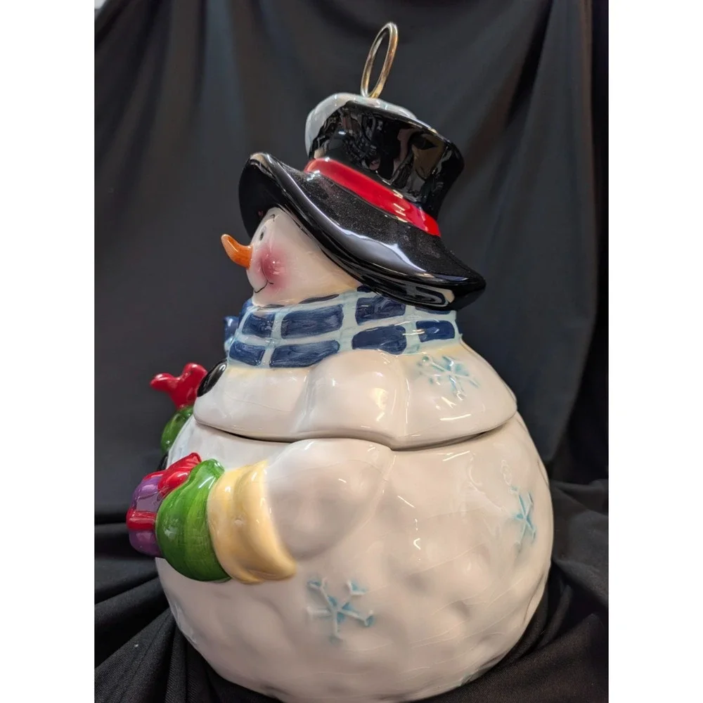 Really Cute Snowman with a SMILE; Ceramic Cookie Jar, 10